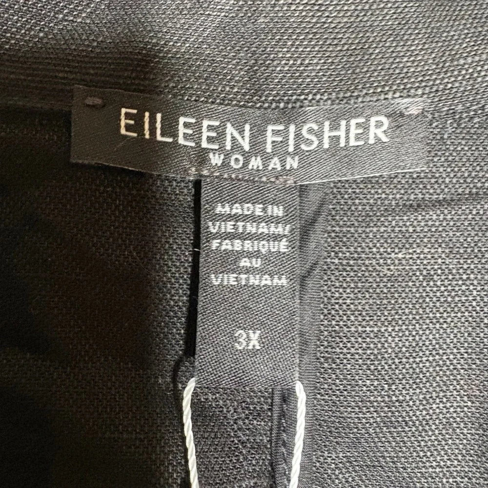 NEW Eileen Fisher Woman 3X Black Tencel Organic Linen Relaxed Jacket  Career